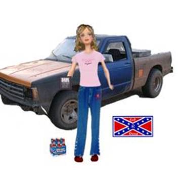 Purchase her pickup truck separately and get a confederate flag bumper 